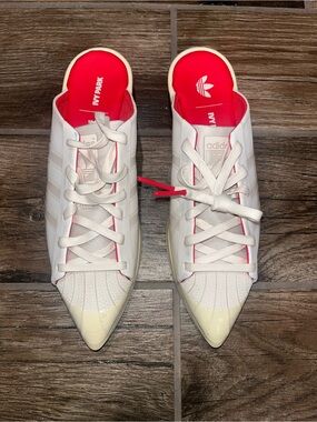 adidas x ivy park White and Red Slip-On Lace-Up Mules